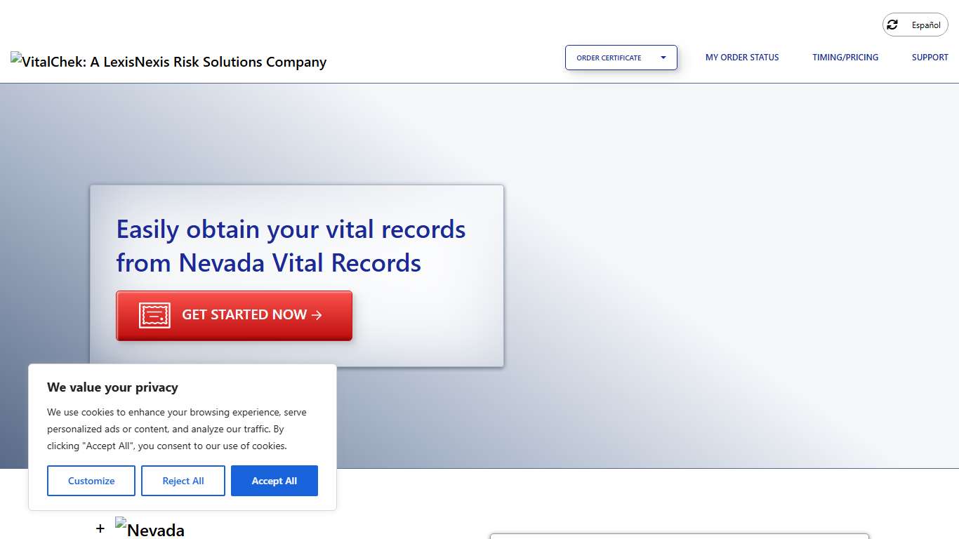 Nevada Vital Records (NV) Order Certificates - VitalChek