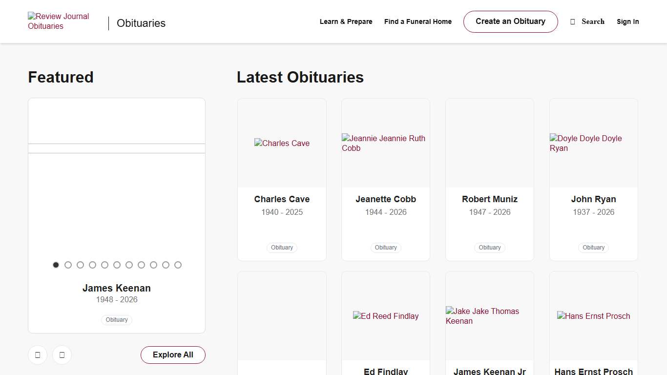 Obituaries Review Journal